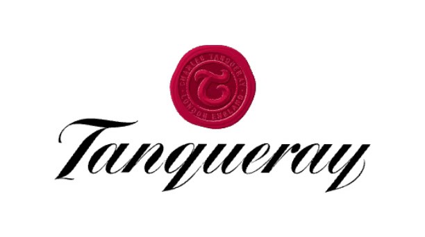 Logo di Tanqueray con sigillo rosso e nome stilizzato.